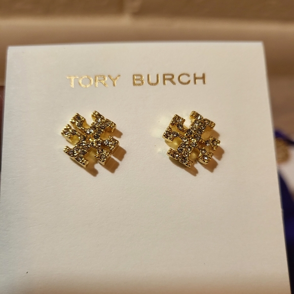Tory Burch Crystal Logo Stud Earrings Brand New with Dust bag - Picture 5 of 8